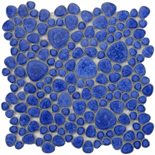 Big Low SomerTile 11x11-in Quarry Blue Cloud Porcelain Mosaic Tile (Pack of 10)