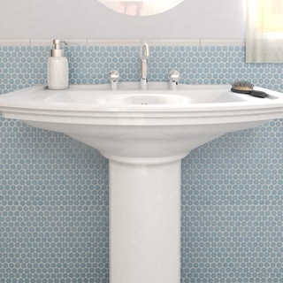 SomerTile 12.25x12-in Penny 3/4-in Lite Blue Porcelain Mosaic Tile (Pack of 10)