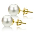 DaVonna 14k Gold White South Sea Cultured Pearl Stud Earrings (10-11 mm)
