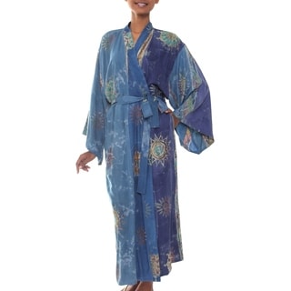 Women's 'Blue Welcome' Batik Robe (Indonesia)