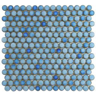 See Reviews SomerTile 12.25x12-in Penny 3/4-in Marine Porcelain Mosaic Tile (Pack of 10)