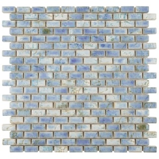 SomerTile 11.75x11.75-in Samoan Subway 0.5x1-in Neptune Blue Porcelain Tile (Pack of 10)