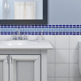 SomerTile 13.125x11.5-in Modena Cobalt Blue Porcelain Mosaic Tile (Pack of 10)