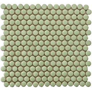 @@@ >  SomerTile 12.25x12-in Penny 3/4-in Lite Green Porcelain Mosaic Tile (Pack of 10)