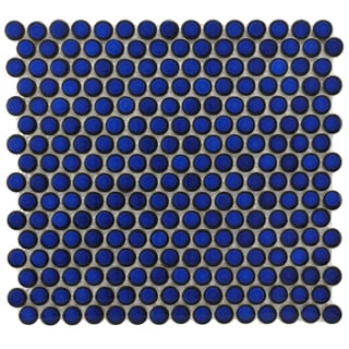 Low Price SomerTile 12.25x12-in Penny 3/4-in Blue Eye Porcelain Mosaic Tile (Pack of 10)
