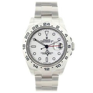 Pre-owned Rolex Explorer II Men's White Stainless Steel Watch