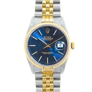 Pre-owned Rolex Datejust Men's Two-tone Blue Dial Watch