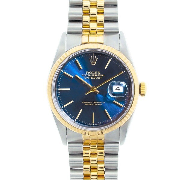 Pre-owned Rolex Datejust Men's Two-tone Blue Dial Watch