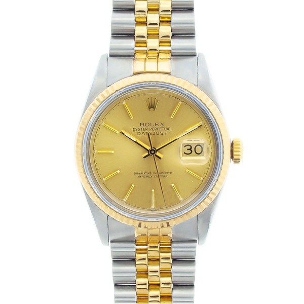 Pre-owned Rolex Datejust Men's Two-tone Champagne Dial Watch
