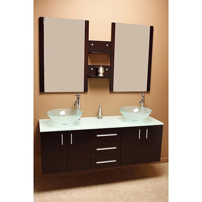 Design Element Clearwater Contemporary Double Sink Bathroom Vanity Set 