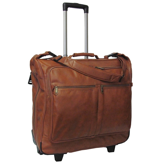 Amerileather Cowhide Leather Brown 21.5 Inch Rolling Garment Bag - Overstock™ Shopping - Great ...