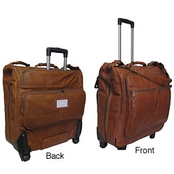 brown leather garment bag