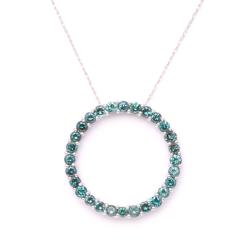 10k White Gold 2ct TDW Blue Diamond Circle Necklace