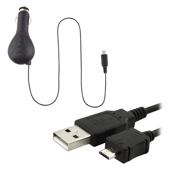 Eforcity USB Data Cable/ Retractable Car Charger for Amazon Kindle 2