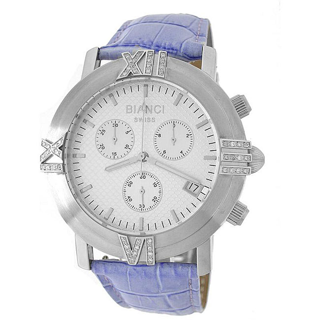 Roberto Bianci Men's Diamond Blue Leather Band Chronograph Watch