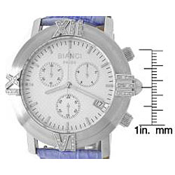 Roberto Bianci Men's Diamond Blue Leather Band Chronograph Watch