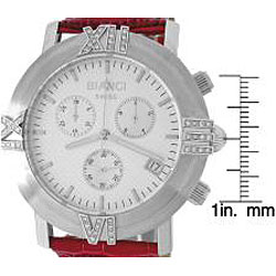 Roberto Bianci Men's Red Leather Band Diamond Chronograph Watch