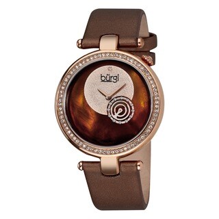 Burgi Women's Diamond-accented Brown Strap Watch