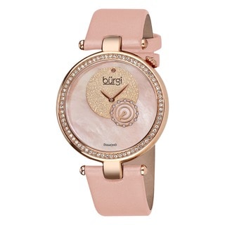 Burgi Women's Diamond-accented Pink Strap Watch