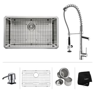 Kraus Stainless Steel Undermount Kitchen Sink, Chrome Faucet/ Dispenser