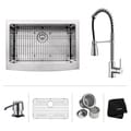 Kraus Stainless Steel Farmhouse Kitchen Sink, Chrome Faucet/ Dispenser