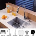 Kraus Stainless Steel Undermount Kitchen Sink, Chrome Faucet/ Dispenser