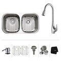 Kraus Stainless Steel Undermount Kitchen Sink, Chrome Faucet/ Dispenser