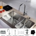 Kraus Stainless Steel Farmhouse Kitchen Sink, Chrome Faucet/ Dispenser
