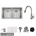 Kraus Stainless Steel Undermount Kitchen Sink, Brass Faucet/ Dispenser