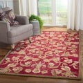 Handmade Flora Burgundy Wool Rug (9'x12')