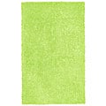 Hand-woven Chenille Green Shag Rug (2'6 x 4'2)
