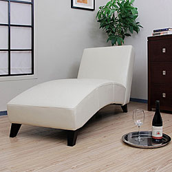 (_ _ ) Cleo Creme Leather Chaise