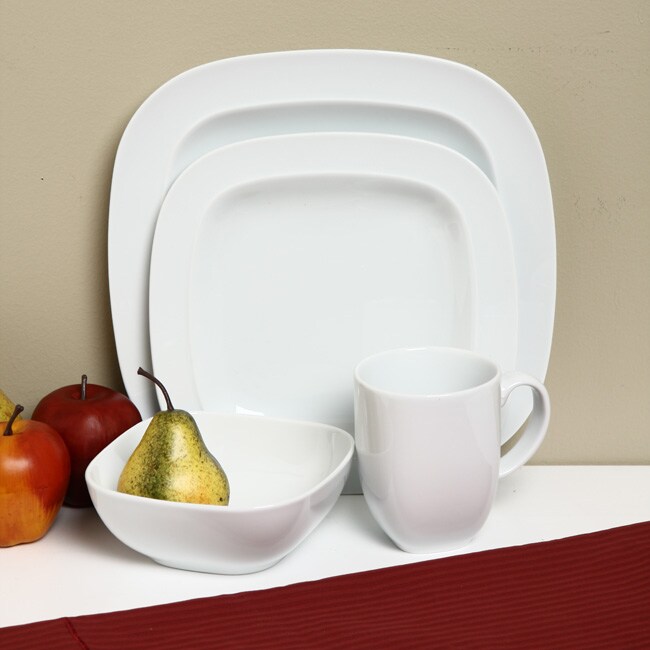 Denby White Square 16 Piece Dinnerware Starter Set Overstock Shopping