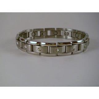 Men's Magnetic Crystal and Stainless Steel Bracelet