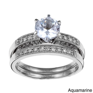 Miadora 10k Gold Gemstone and 1/3ct TDW Diamond Bridal Ring Set (H-I, I2-I3)