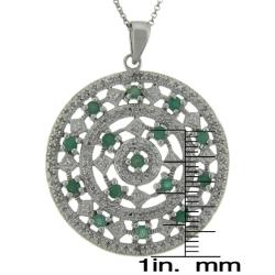 Sterling Silver Emerald and Diamond Accent Medallion Necklace