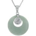 Sterling Silver Green Jade and Diamond Accent Circle Necklace