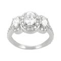 Sterling Silver Three Stone Pave Ring