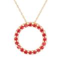 10k Yellow Gold Lab-created Burmese Ruby Circle Necklace
