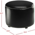 Safavieh Florentine Black Bicast Leather Round Ottoman