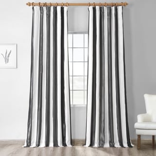 Signature Stripe Faux Silk Taffeta 96-inch Curtain Panel
