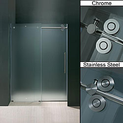 Huge Selection Vigo 60-inch Frameless Frosted Glass Sliding Shower Door