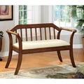 Oak Finish Fence-style Padded Wood Bench