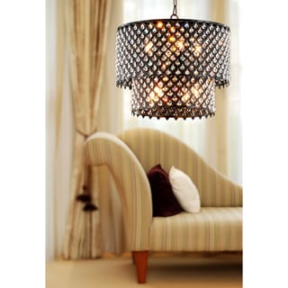 Antique Bronze 8-light Double Round Crystal Chandelier