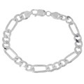 Sterling Essentials Italian Silver 8 mm Diamond-Cut Figaro Bracelet (8.5 Inch)