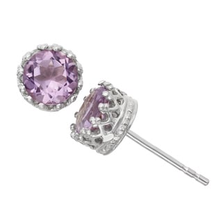 Diamante di Uomo Sterling Silver Amethyst Stud Earrings