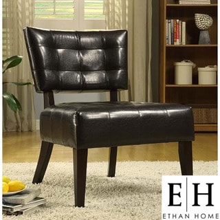 ETHAN HOME Charlotte Brown Faux Leather Armless Occasional Chair