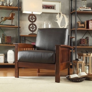 @@@ >  TRIBECCA HOME Patterson Faux Leather and Oak Mission Armchair