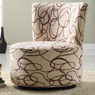 TRIBECCA HOME Moda Chocolate Swirl Print Round Swivel Chair