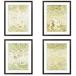 (>_<)  Leslie Saris 'Seafoam Design' 4-piece Framed Art Set